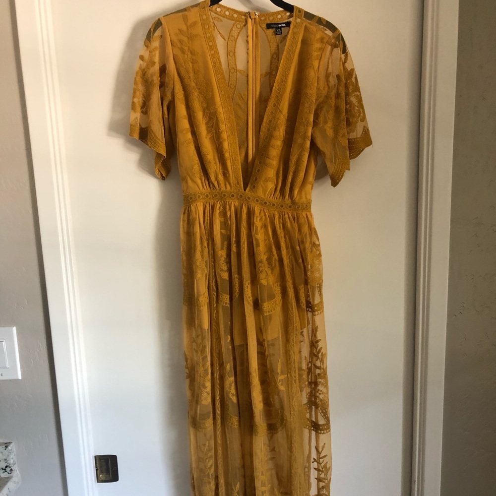 Mustard bohemian ankle length dress